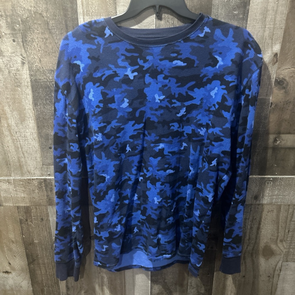 Polo by Ralph Lauren Blue & Black Camouflage Long Sleeve Shirt